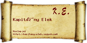 Kapitány Elek névjegykártya